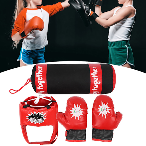 Barn Hängande Fight Träning Boxningssäck Handskar Hjälm Barn Punching Bag Set