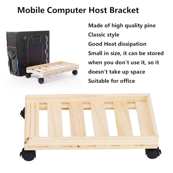 Mobil datorvärdstativ i trä med bra värmeavledningsprestanda för kontor och hem