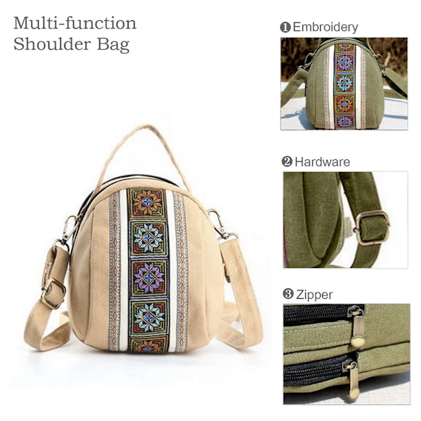 Mini myntbörs En axel crossbody mode canvas väska broderad enkel damväska
