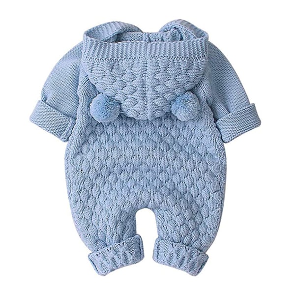 1 st Baby Boy Girl Stickad Romper Outfits Spädbarn Hoodie Tröja Björnoverall Overaller En-delad Body Ytterkläder