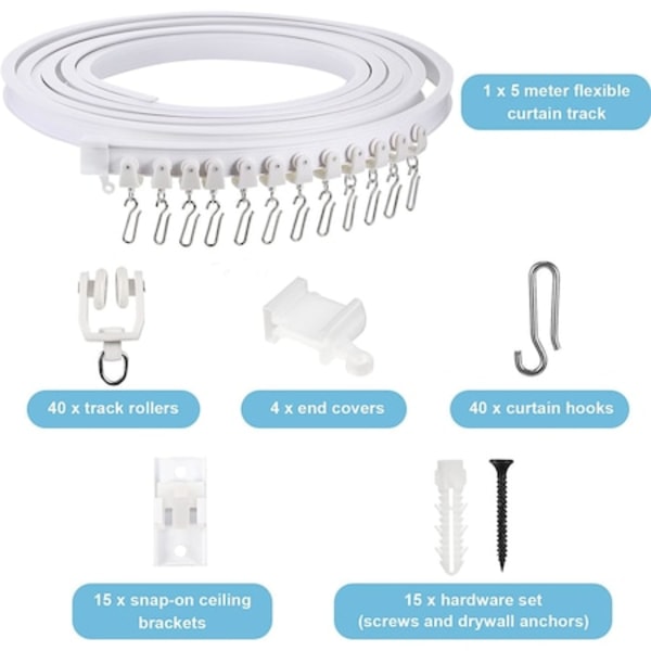 Böjd takskena set, Jormftte, 5 m, Vit