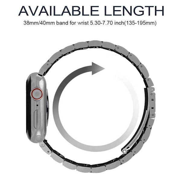 Kompatibel med Apple Watch Band 38mm-40mm/ 42mm-44mm Ersättning Rostfritt Stål Metallband för Apple Watch Series 5/4/3/2/1