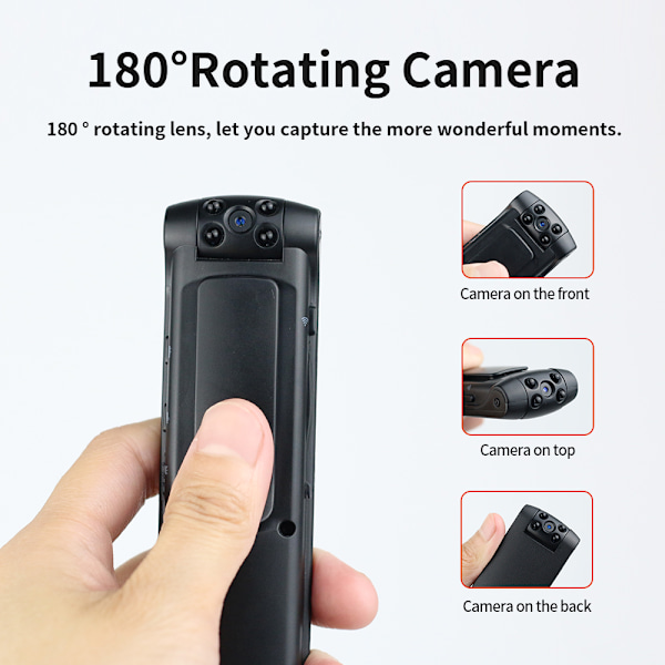 Kroppskamera HD 1080P, Automatisk nattseende kroppsburen kamera, Bärbar kroppskamera med rörelsedetektering Bärbar
