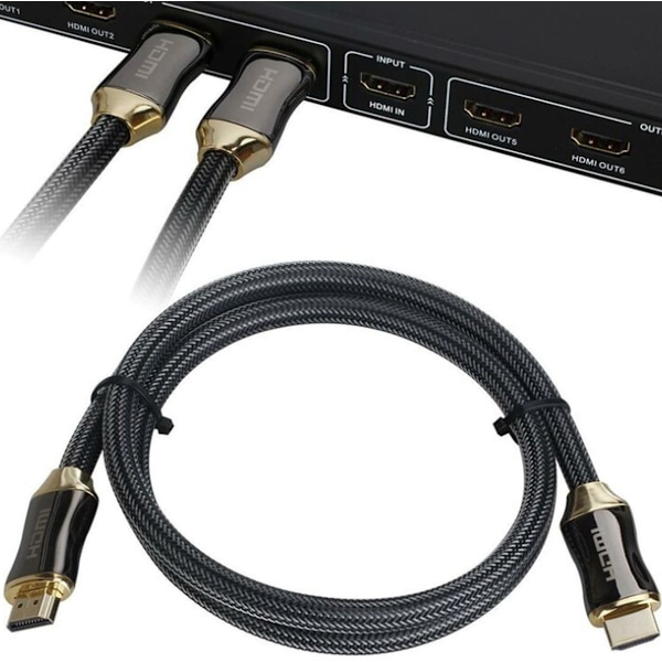 2M Professionell 8K-4K HDMI-kabel 2.1 3D Full HD High Speed via Ethernet 48Gb/s, Dynamic HDR Audio och Video