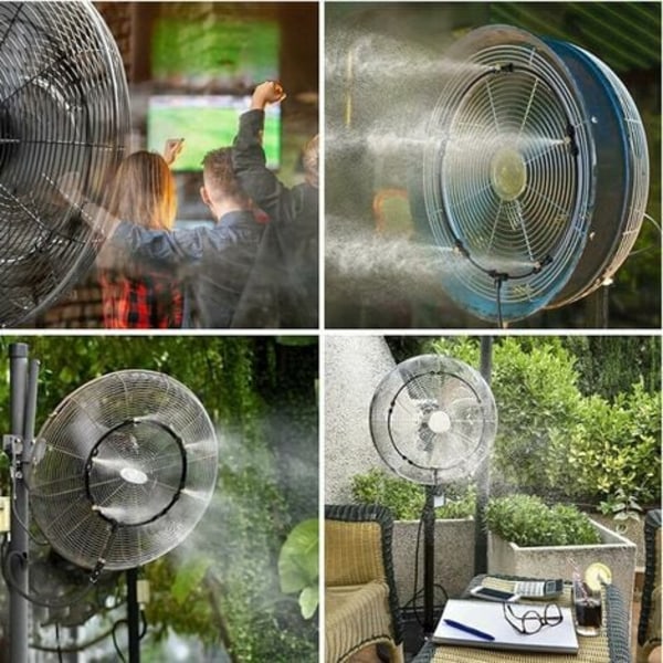 Misting Kit för fläkt för en sval terrass utomhus, vattendimmafläktar, 8 m dimlinje + 5 dimmunstycken