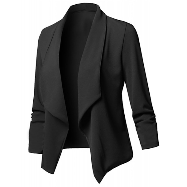 Dam Blazer 3/4 Ärm Kavaj Business Kavajjacka med Vikta Ärmar Slim Fit Blazerjacka Elegant Enfärgad Ytterkläder Business Kontor Bolero