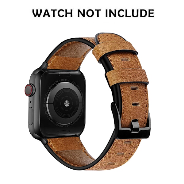 Kompatibel med Apple Watch-armband 38-40 mm/42-44 mm, äkta läderersättningsarmband kompatibelt med Apple Watch Series 5/4/3/2/1