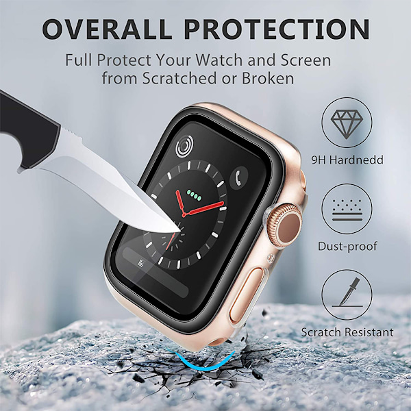 2-delat set Kompatibel Apple Watch Series 5 / Series 4 fodral 40 / 44mm Med härdat glasskydd, 360 ° allround skyddande fodral Ultra