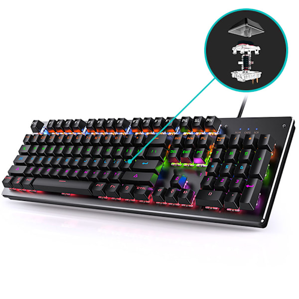 RGB LED-bakbelyst mekaniskt speltangentbord med 104 tangenter Mekaniskt speltangentbord kan oberoende ändra axeln datorspelet e-sport punk