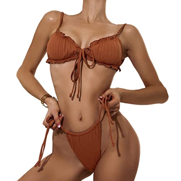 Kvinnors omslag triangel bikini badkläder med mesh strand kjol 2 delar baddräkter, Slim sexig varm vår baddräkt bikini