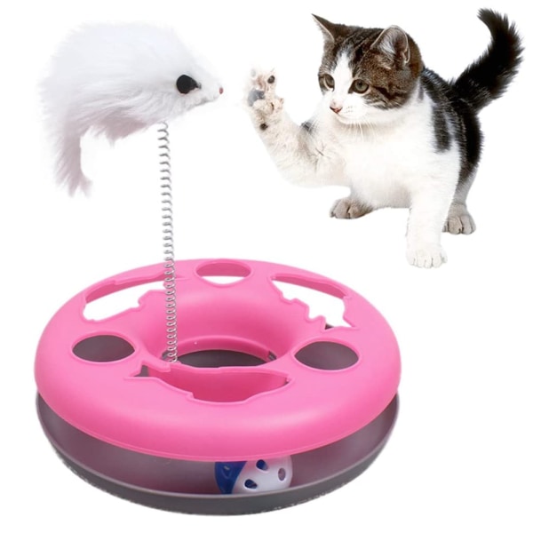 Interaktiv kattleksak rullande fånga boll husdjur kattunge rolig leksak med retande mus träningspussel jul