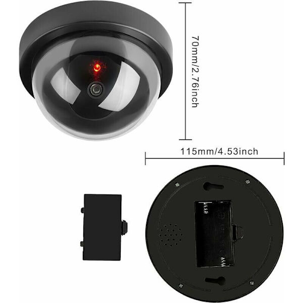 Falska övervakningskameror, falsk säkerhetskamera kupol CCTV med blinkande LED-ljus för företag, butiker, hem, inomhusbruk