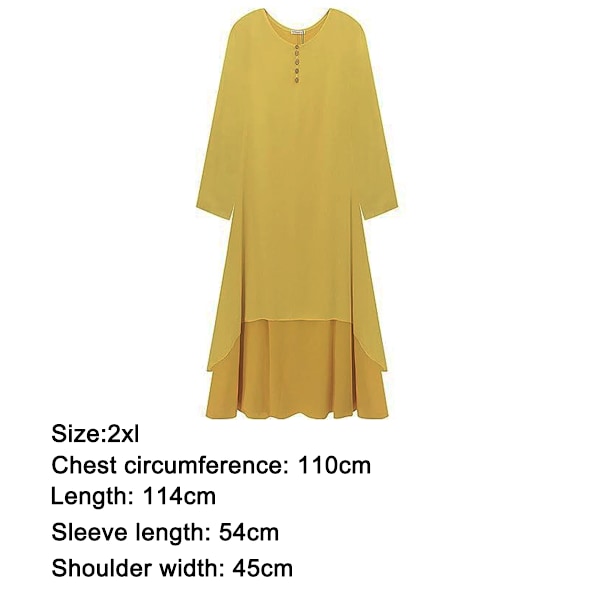 Kvinnors Boho Klänning Casual Oregelbunden Maxi Klänningar Lager Vintage Lös Långärmad Linneklänning med Ficka