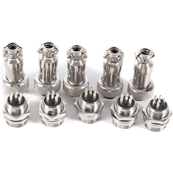 10 Set GX12 Aviation Plug Socket 6 Pin 12mm Male Female Metal Panel Aviation Wire Connector Plug