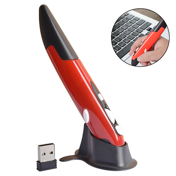 Trådlös optisk fickpenna mus, 2,4 GHz USB trådlös optisk penna mus DPI justerbar handstil Mini möss för PC bärbar dator bärbar dator