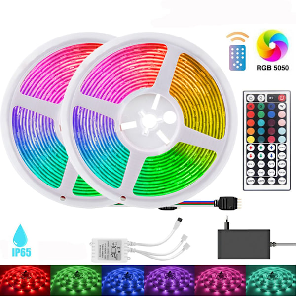 RGB LED-remsa 15M/49.2 ft färgskiftande vattentät ljusremsa för tak, kök, vardagsrum, trädgård, fest