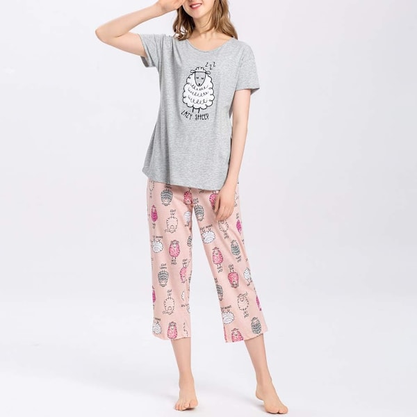 Kvinnors sovkläder toppar med Capri byxor pyjamas set