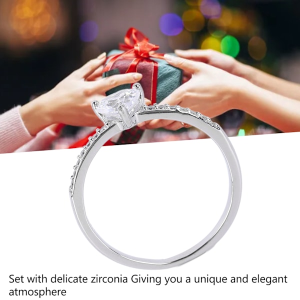 Zirkonia S925 Silver Ring Hjärtformad Glittrande Söt Elegant Zirkonia Silver Ring för Kvinnor S925 Silver 6