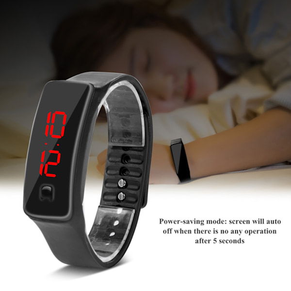 LED-klocka Sport Silikon Armband Digital 12-timmars Urtavla Elektronisk Display Armbandsur Klocka