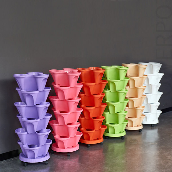 Överlagrad 3D blomkruka flerskikts jordgubbsfat plastplanterare
