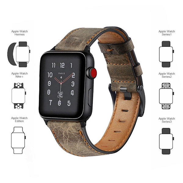 Kompatibel med Apple Watch-armband 38-40mm /42-44mm, äkta läderersättningsband kompatibelt med Apple Watch Series 5/ 4/3 /2 /1