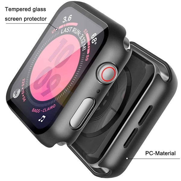 Kompatibelt Apple Watch Series 5 / Series 4 fodral 40 / 44mm med skärmskydd i härdat glas, 360 ° heltäckande skyddsfodral ultratunt