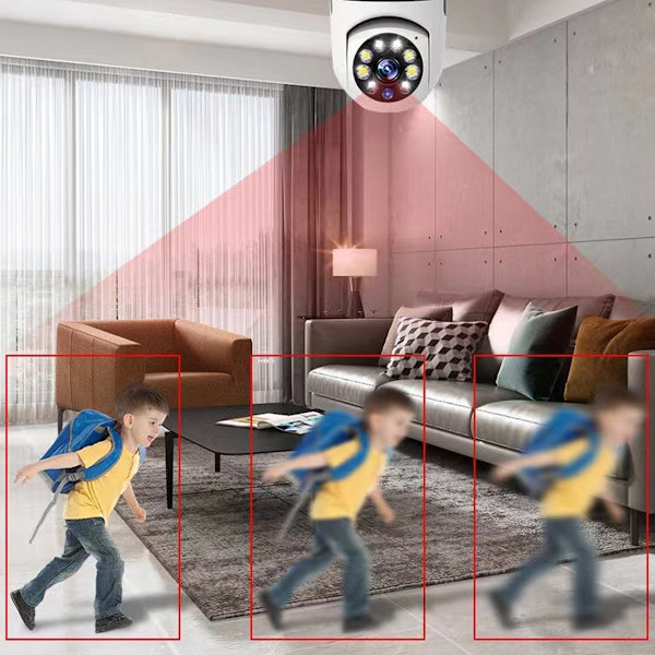 360° GLÖDLAMPKAMERA, TRÅDLÖS ÖVERVAKNINGSKAMERA MED FJÄRRKONTROLL ÖVER APP 1080P, E27 GLÖDLAMPKAMERA， SLAG