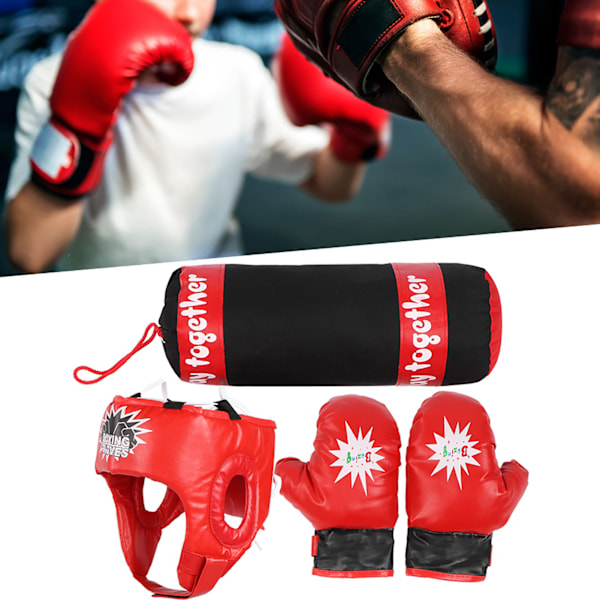 Barn Hängande Fight Träning Boxningssäck Handskar Hjälm Barn Punching Bag Set