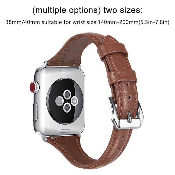 Läderband kompatibel med Apple Watch 38mm-40mm /42mm-44mm, Top Grain Läderband Slim & Thin Armband för iWatch Series 5/4/3/2/1