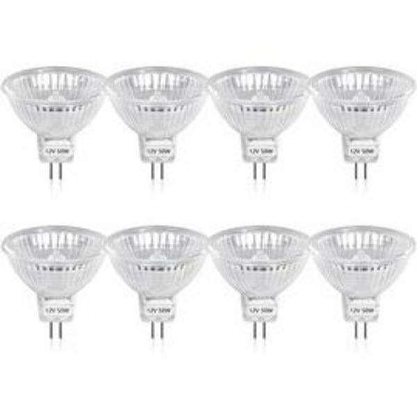 50w Gu5.3 Mr16 Dimbar Halogenlampa, DC 12v Lågspänning 2-stifts Basstrålkastare Reflektorlampor, 800 Lumen, Varm Vit 2800k8-St