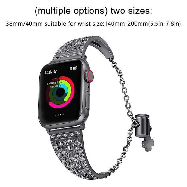 Kompatibel med Apple Watch Band 38mm 42mm Kvinnor, Unikt Metallarmband Flyttbart Spänne Armband i Rostfritt Stål Remmar Ersättning för Apple iWatch