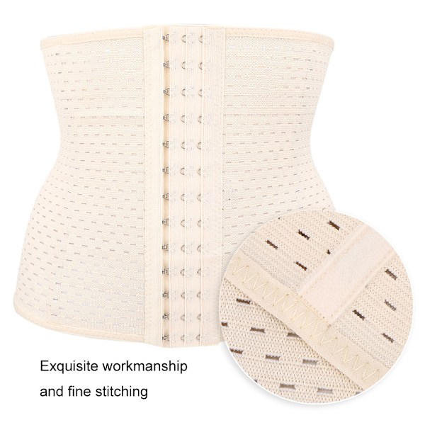 Postpartum Korsett Midjetränare Elastisk Andningsbar Body Shaper Midjeslankningsbälte (3 rader krokar Svart Komplexion S)