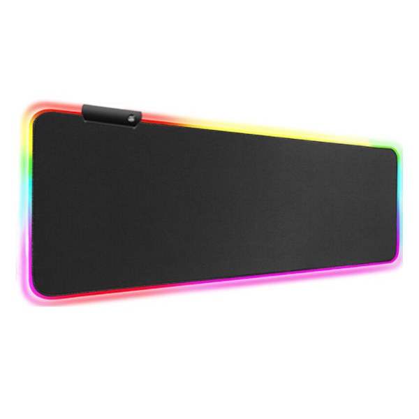 Stor RGB-spelmusmatta - 15 ljuslägen, touchkontroll, utökad mjuk datormusmatta, hållbara sydda kanter och halkfri gummibas för