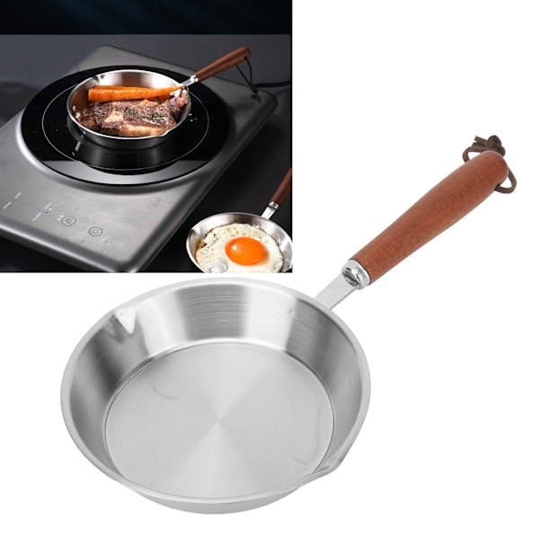 16cm Rostfritt Stål Stekpanna Non Stick Äggpanna Stekpanna för Hushåll Restaurang Induktionskokare