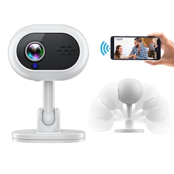 Mini kamera inomhus Plug-in Smart Security Camera, 1080p HD-video, automatisk infraröd nattvision, rörelsedetektering, tvåvägsljud, enkel installation