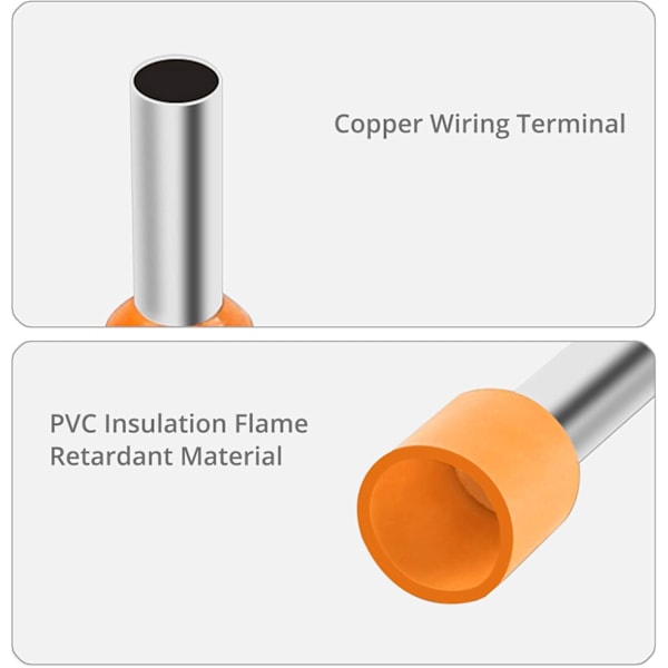 1200 st hylsor (0,25-6 mm²) Crimpkontakt för trådhyslor VFENG Terminal Line Connector Hylsor Set med väska