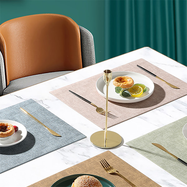 Set med 4 tvättbara bordsunderlägg, lerbeständiga värmebeständiga sittkakor, smutsfångare och brickor, placemats för köksbord,