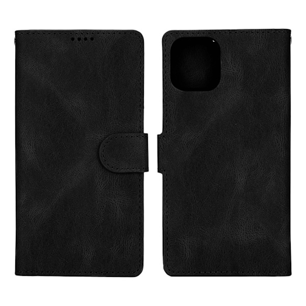 Klassiskt PU-läder plånbokskort Flip Case Magnetiskt spänne Telefonfodral Skal för Iphone 13Svart