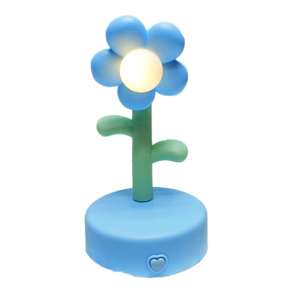 Bordslampa söt blomma nattlampa bärbar skrivbordslampa dekorativ för kontor sovsal inredning blå