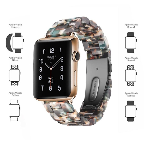 Kompatibel med Apple Watch-armband 38-40mm / 42-44mm Serie 5/4/3/2/1, Smalt hartsarmband ersättning klockarmband tillbehör