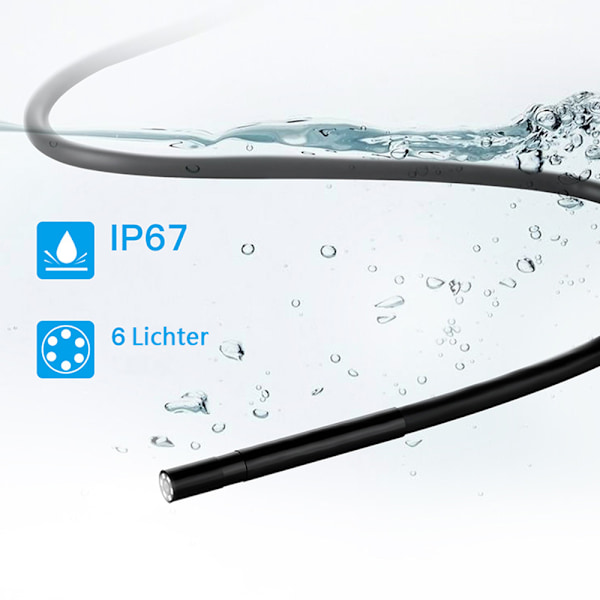 1200P WiFi-endoskopkamera med ljus Mobiltelefonendoskop, 2,0 megapixel HD-rörkamera Dubbla antenner Halvstyv kabel Inspektionskamera IP67