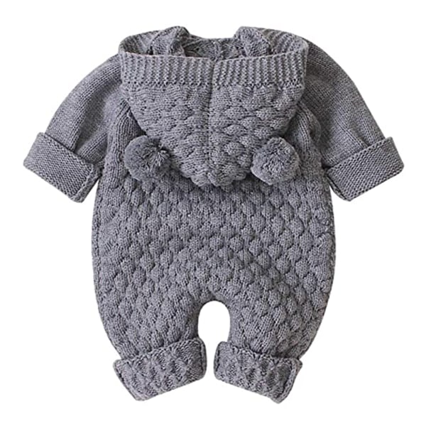 1 st Baby Boy Girl Stickad Romper Outfits Spädbarn Hoodie Tröja Björnoverall Overaller En-delad Body Ytterkläder