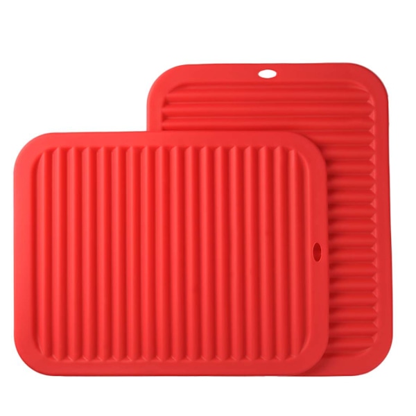 Silikon Grytunderlägg set 9\"X12\" Stor Storlek Multifunktionell Torkmatta, Grytlapp, Vattentät, (Set om 2) Halkfri, Flexibel, Hållbar, Diskmaskinssäker