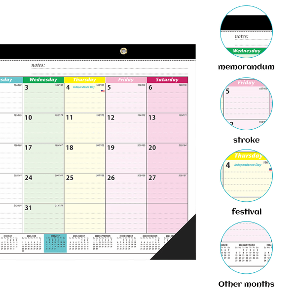 Skrivbordskalender 2024-2025, jan 2024- jun 2025, 18 månaders kalender, 17\" x 12\" stor väggkalender 2024 med användning för hem eller kontor