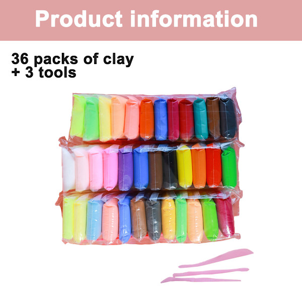 36-pack modelleringlera ultralätt lufttorkande lera magisk lera lekdeg konstnärsstudio leksaker DIY konst och hantverk