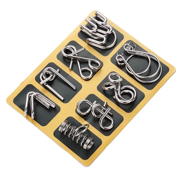 8 st/set IQ Metallpussel Hjärnträning Intelligens Lösningsring Montessori Pussel för Barn Vuxna Anti-Stress Fidget Leksak