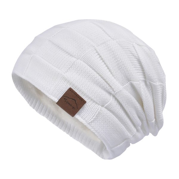 Stickad mössa i polyester – vit[mo]