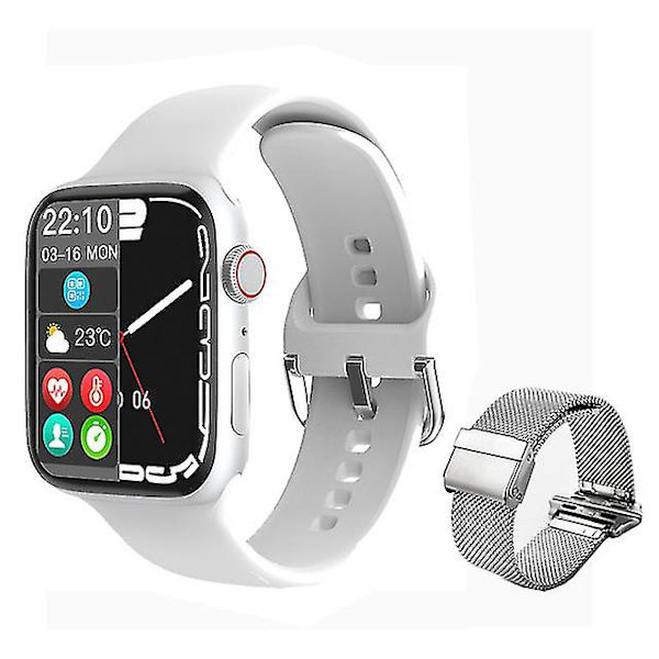 2023 Smart Watch Apple Smartwatch Series 8:lle HD-näyttö Urheilu Sykemittari Bluetooth-puhelu Miehet Naiset Smartwatch (FMY) white and YinBXG