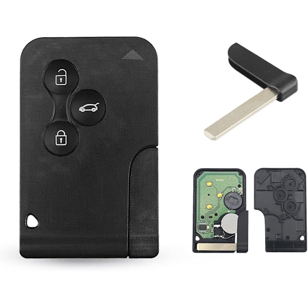 3 knappar fjärrkontroll nyckel fodral kort för Re-Nault Clio 3 Megane 2 Scenic 2 med 433MHz PCF7947 chip