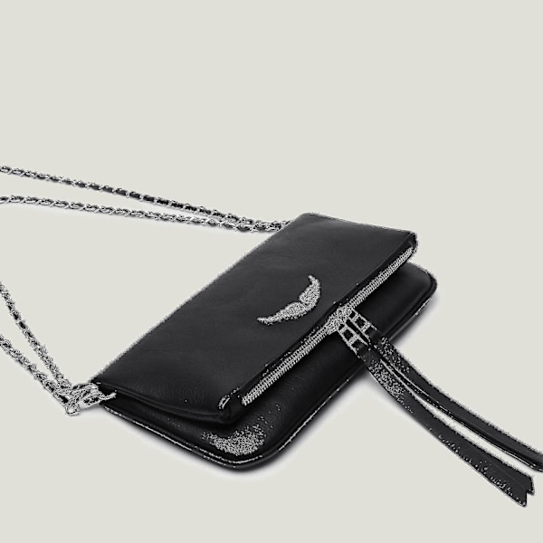 Zadigvoltaire Dame Skinnveske, Dame Skulderveske med Rhinestone Glidelås-WELLNGS Black